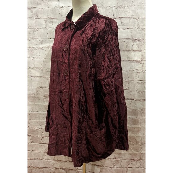 EXPRESS 90s Compagnie Internationale Rayon Velvet Button Front Jacket Wine Sz M - Picture 3 of 5